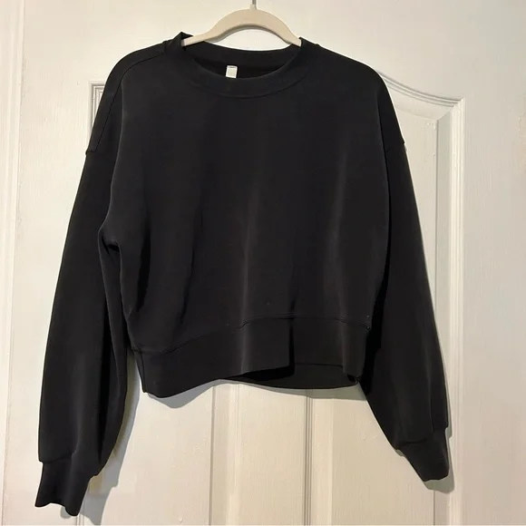 Lululemon Softstreme Perfectly Oversized Cropped Crew Black sz 6 - Picture 9 of 9